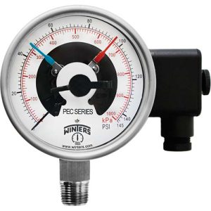 Manómetro premium PEC de acero inoxidable con contactos eléctricos Winters